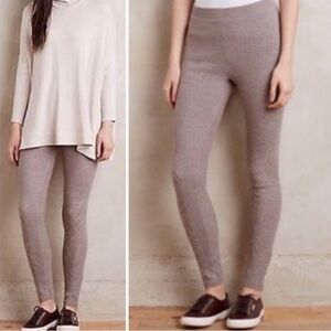 Anthropologie Sleeping On Snow Wool Pointelle Sweater Leggings in Taupe